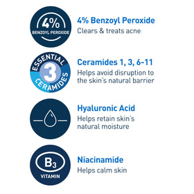CeraVe pump dispensing creamy benzoyl peroxide texture for easy application