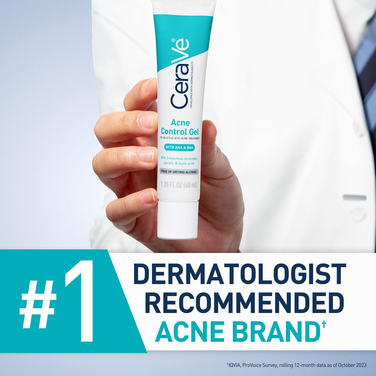 CeraVe acne gel applied to cheek demonstrating spot treatment