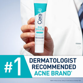CeraVe acne gel applied to cheek demonstrating spot treatment