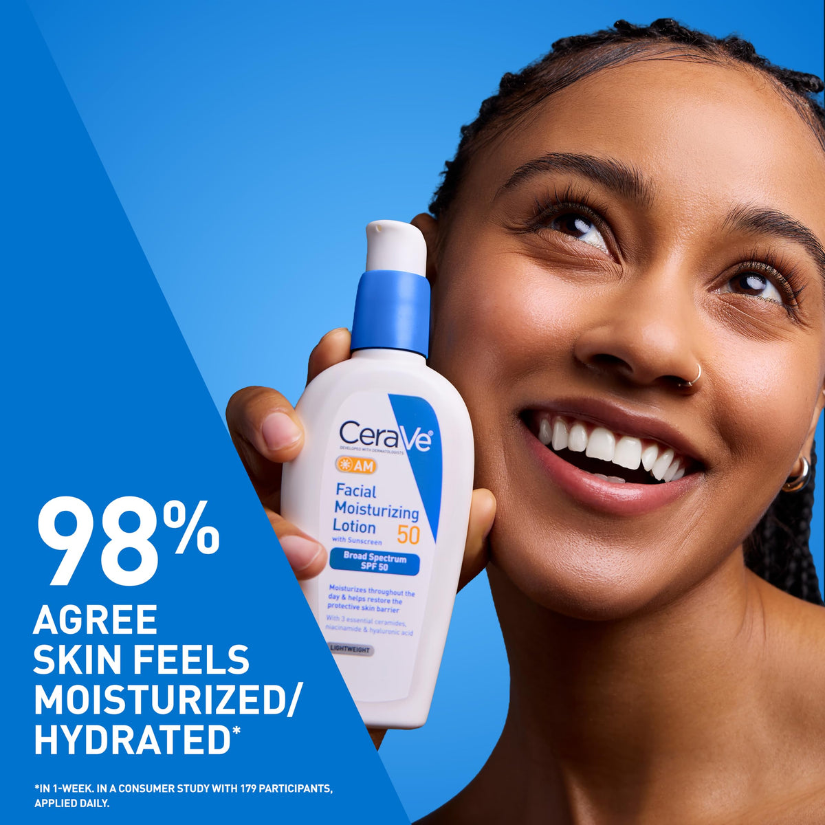 CeraVe pump dispensing lotion for easy, mess-free application