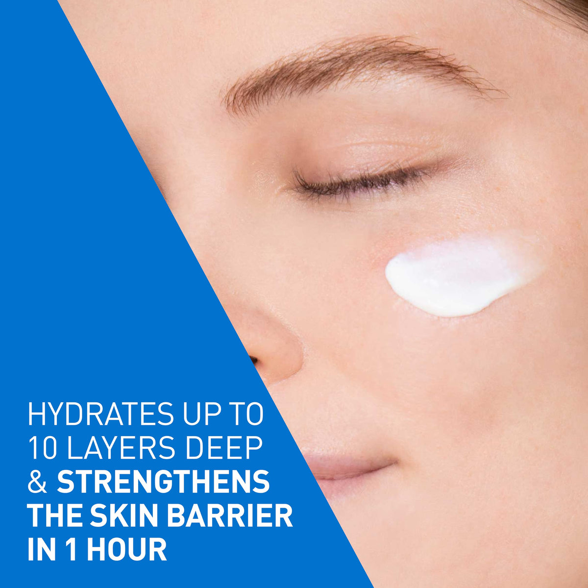 CeraVe AM texture close-up demonstrating lightweight spreadability and hydration