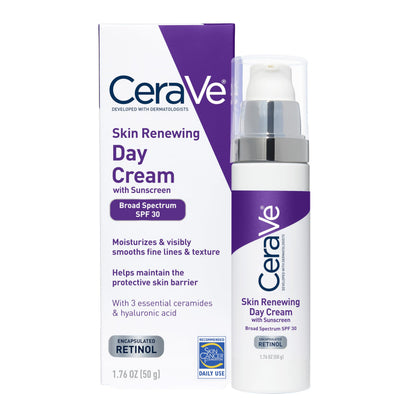 CeraVe front packaging showing product benefits and SPF for daily protection