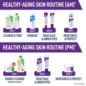 Applying CeraVe to face in morning routine for combined SPF and moisturizer benefit
