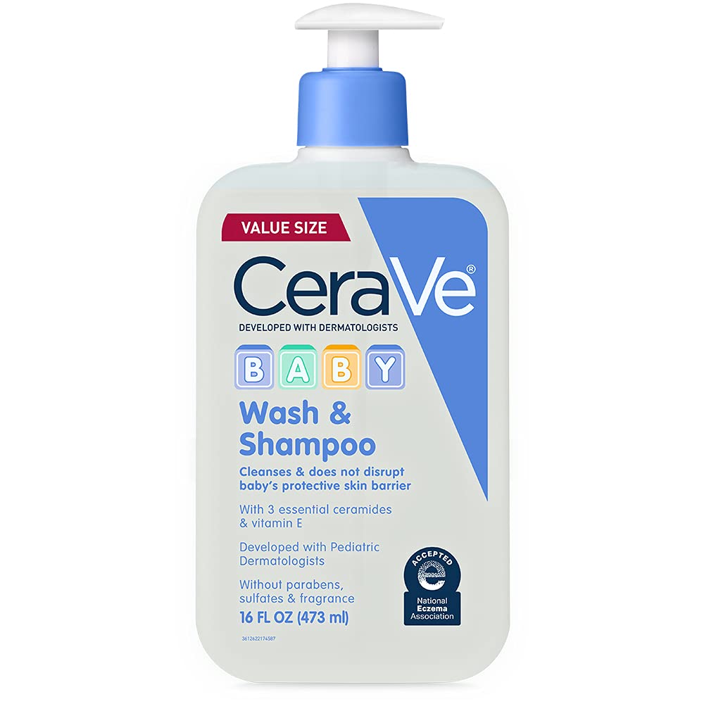 CeraVe front packaging showing 2-in-1 baby wash and shampoo benefits