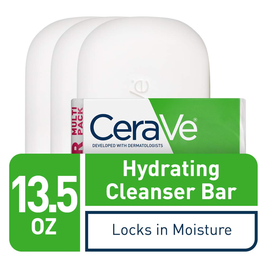 CeraVe bar close-up texture showing creamy surface and moisturizing formula