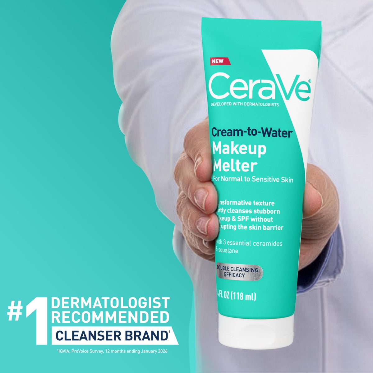 CeraVe bottle on bathroom counter as part of a gentle skincare routine