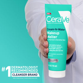 CeraVe bottle on bathroom counter as part of a gentle skincare routine