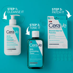 CeraVe bottle staged on bathroom shelf demonstrating daily routine placement