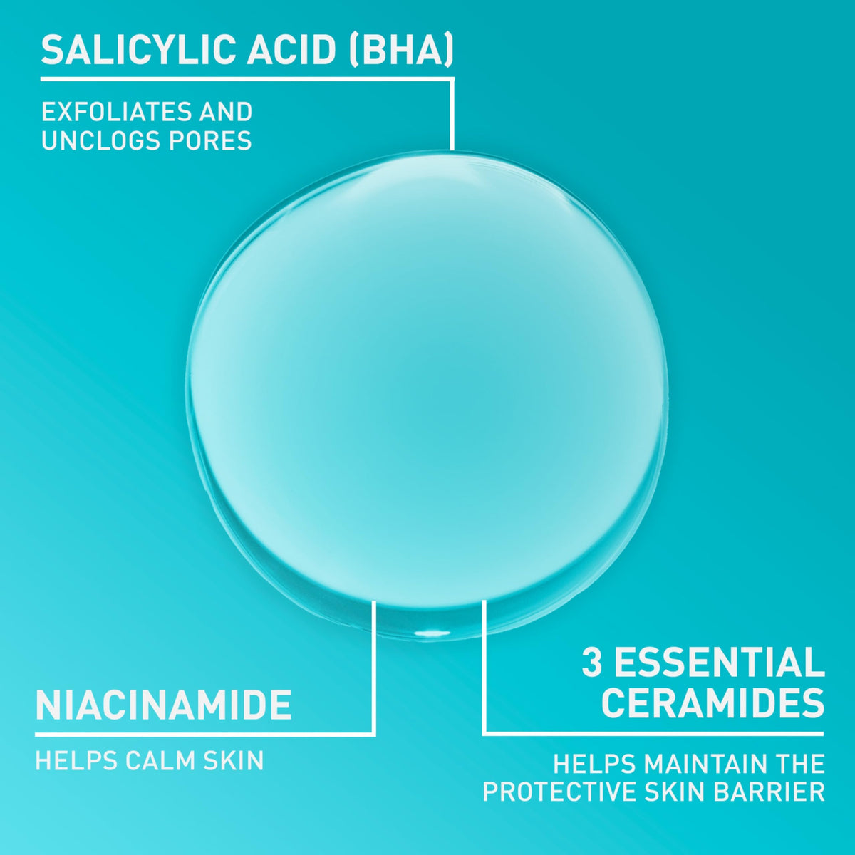 CeraVe droplet of liquid-gel texture on skin showing lightweight absorption