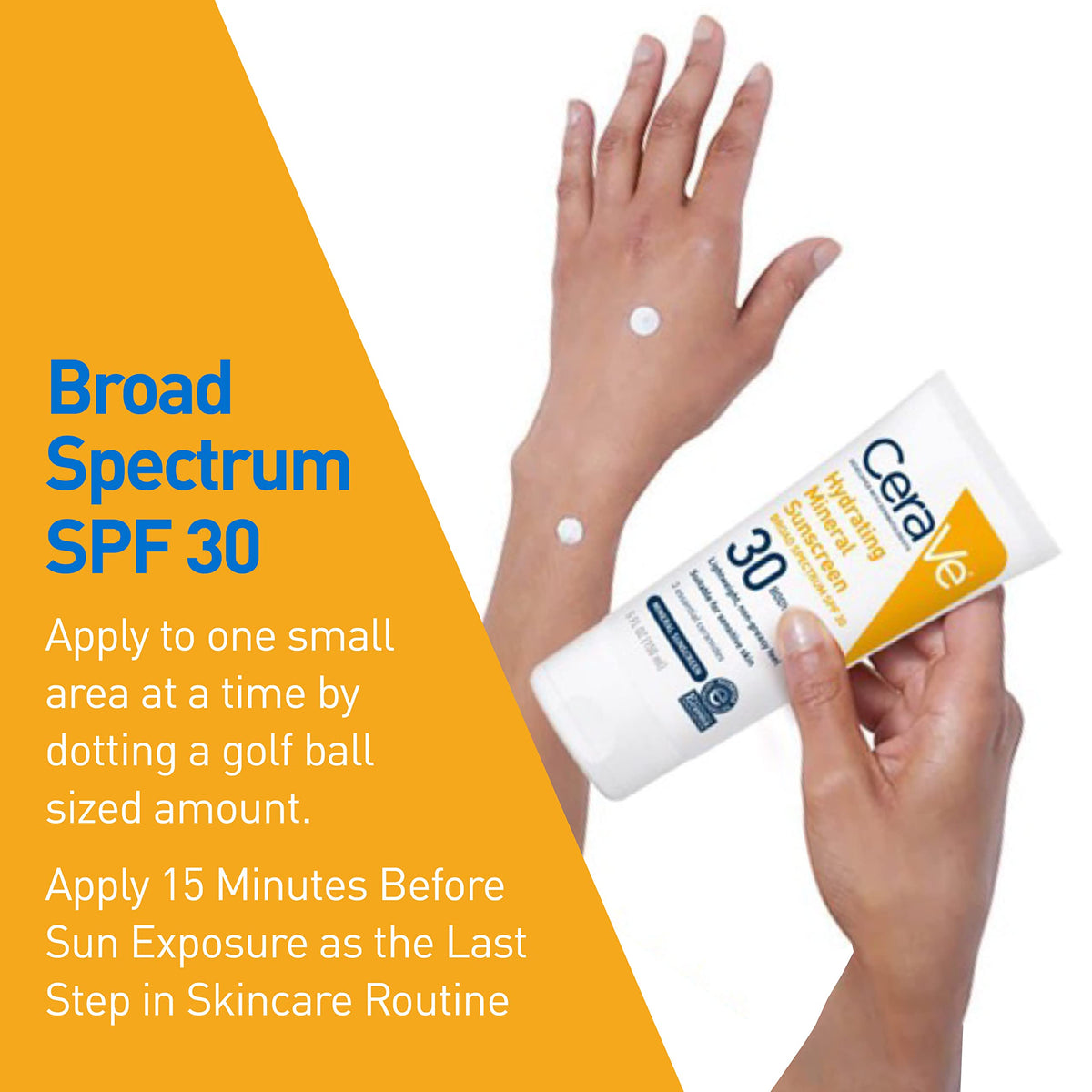 CeraVe bottle cap and label detail showing SPF and mineral filters