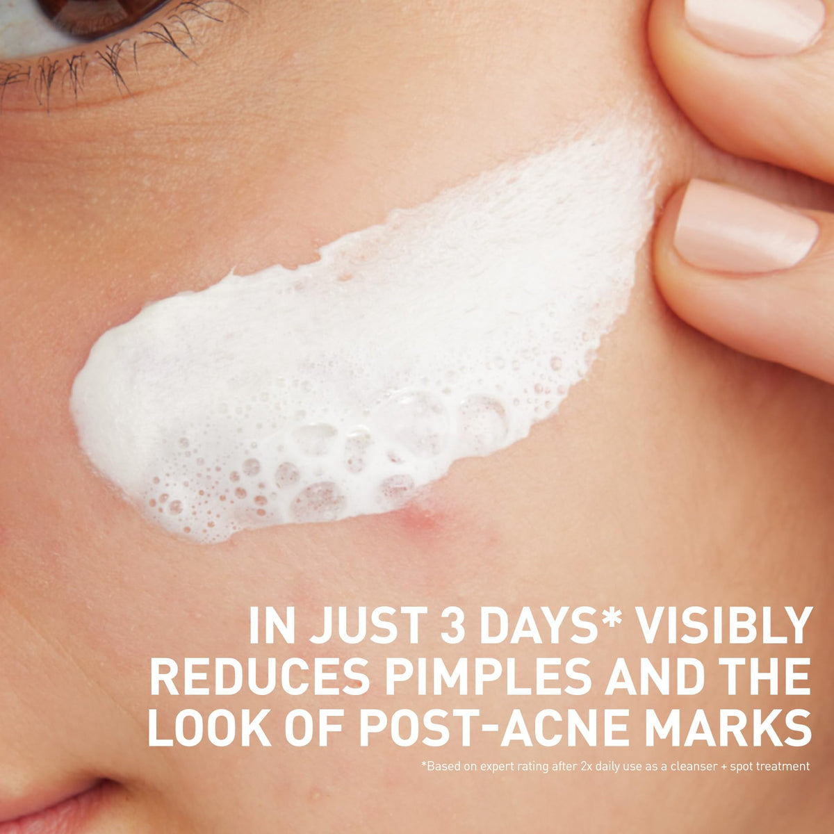 CeraVe foaming cleanser in hand demonstrating gentle lathering