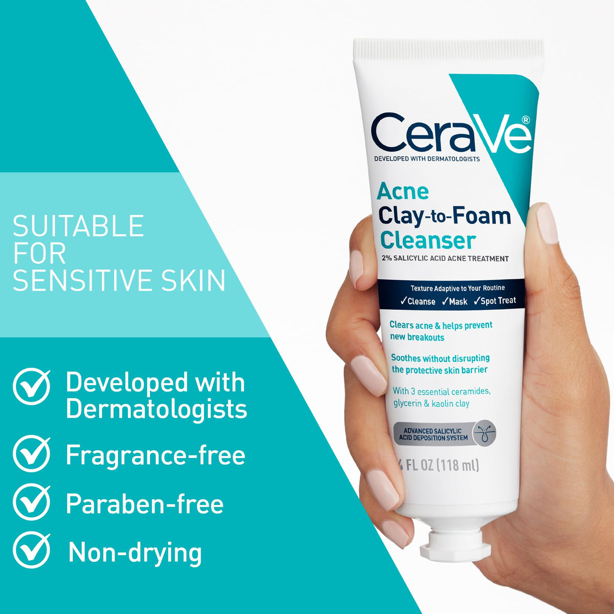 CeraVe spot treatment applied to blemish for targeted clearing