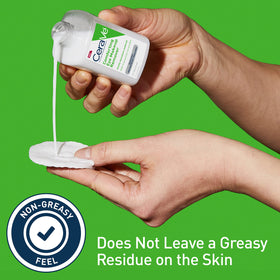 CeraVe cotton pad on closed eyelid demonstrating safe application and comfort