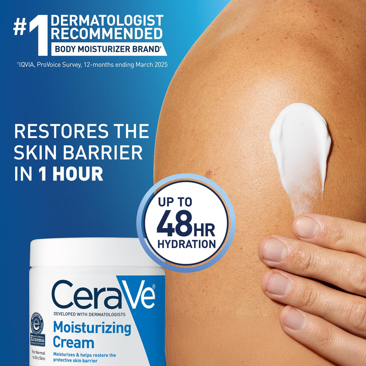 Top-down open CeraVe tub revealing rich moisturizing cream