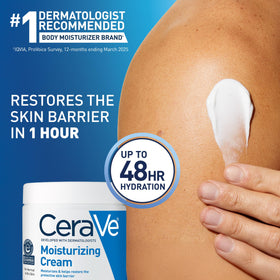 Top-down open CeraVe tub revealing rich moisturizing cream
