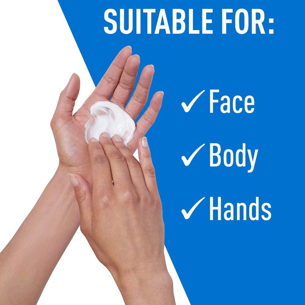 Close-up cream texture of CeraVe moisturizing cream highlighting rich non-greasy feel