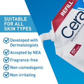 CeraVe cream texture close-up highlighting rich non-greasy feel and fast absorption benefit