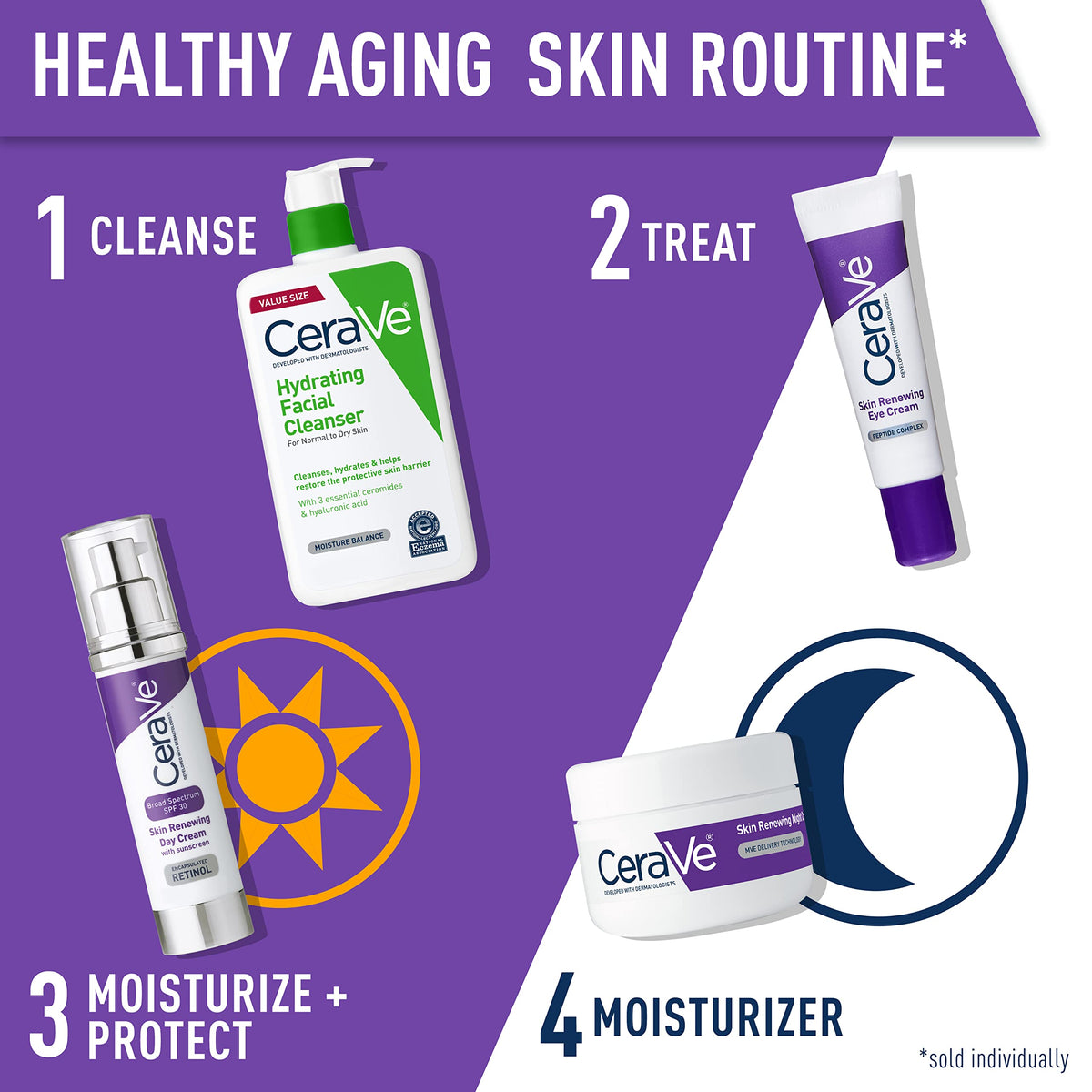 Model gently patting CeraVe under eye to demonstrate application and layering under makeup