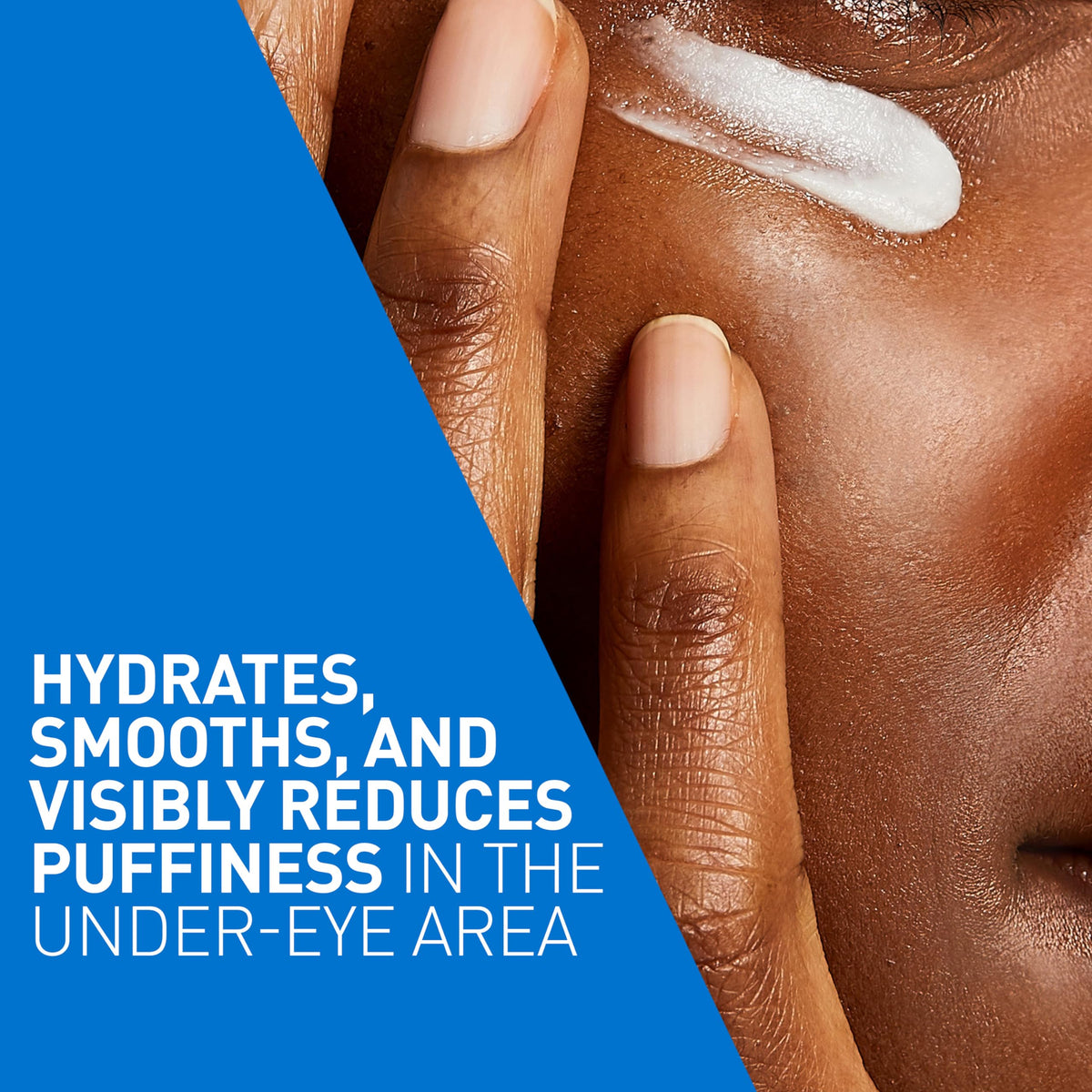 CeraVe cream on fingertips ready for gentle under-eye application