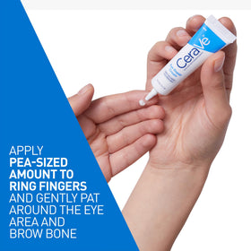 CeraVe being patted under-eye to reduce puffiness and bags