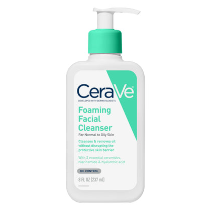 CeraVe front packaging showing bottle and clear gel benefit: recognizable, gentle cleansing