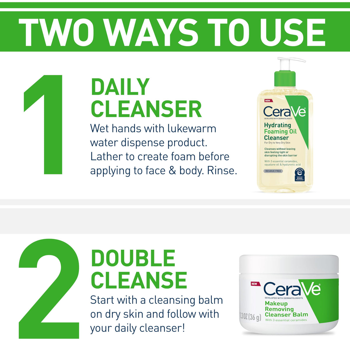 CeraVe pump dispensing cleanser highlighting easy one-handed use