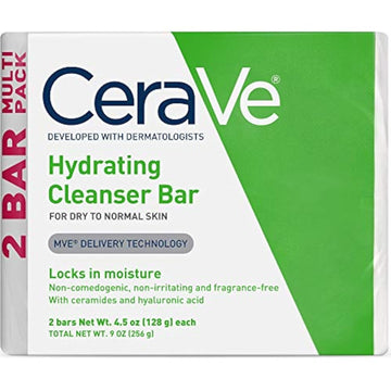 CeraVe hydrating cleanser bar front packaging showing product benefits and seal