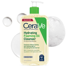 CeraVe front packaging showing 19 fl oz bottle and label benefits
