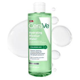 CeraVe bottle front packaging showing hydrating micellar water and benefits