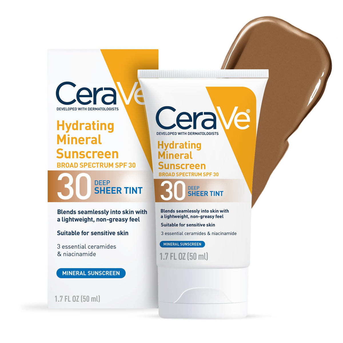 CeraVe front packaging showing SPF 30 and tinted sunscreen benefit