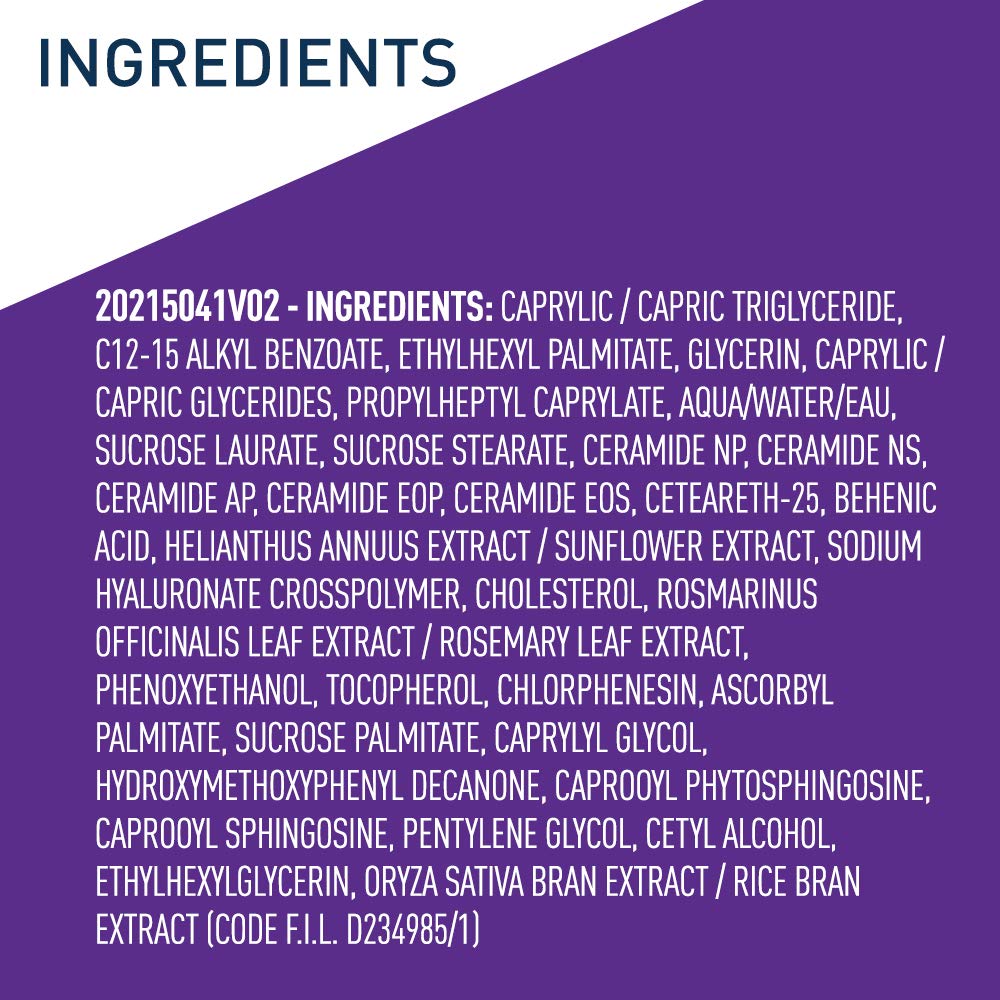 CeraVe ingredient label closeup emphasizing ceramides and hyaluronic acid benefits