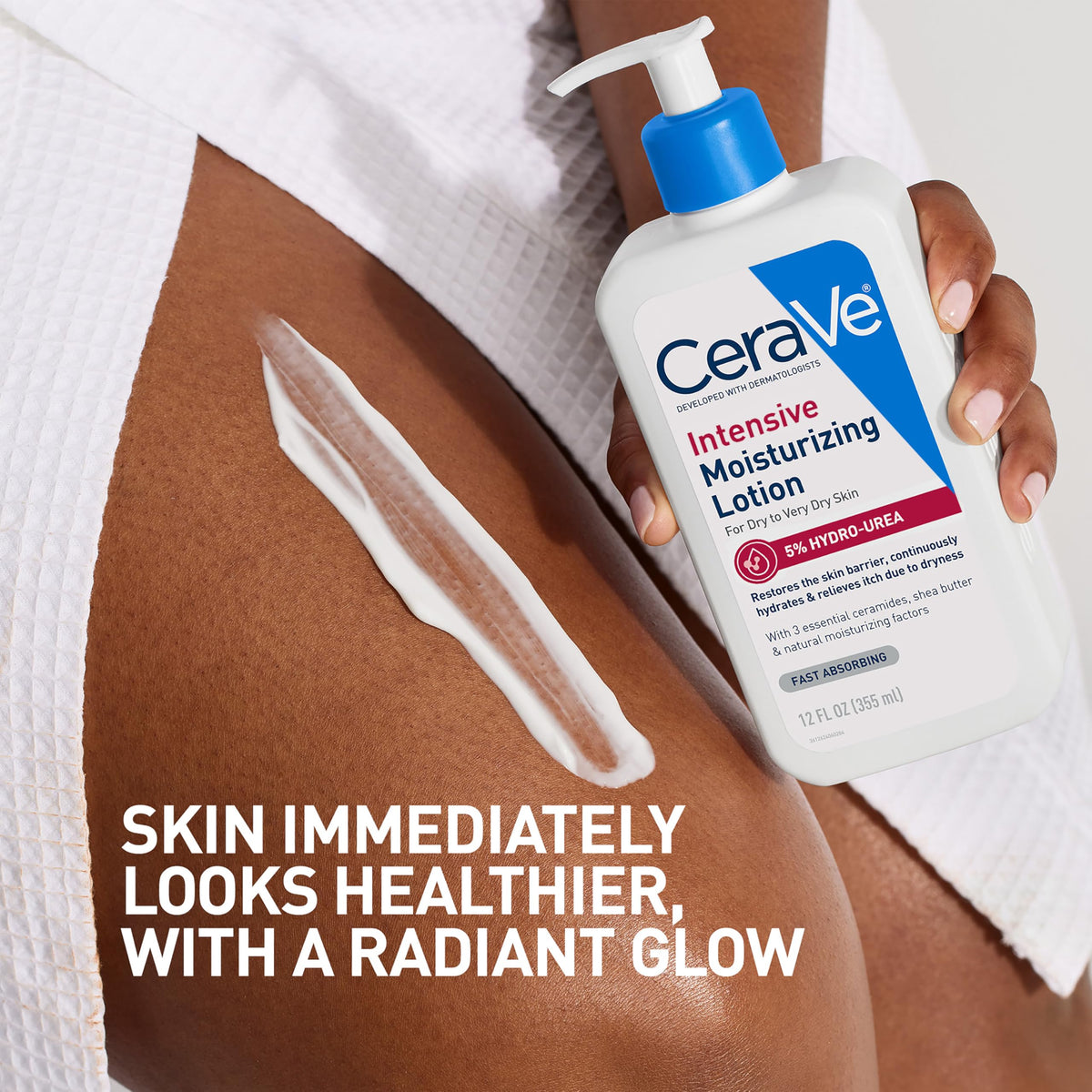 Bathroom lifestyle scene with CeraVe bottle on counter for everyday skincare routine