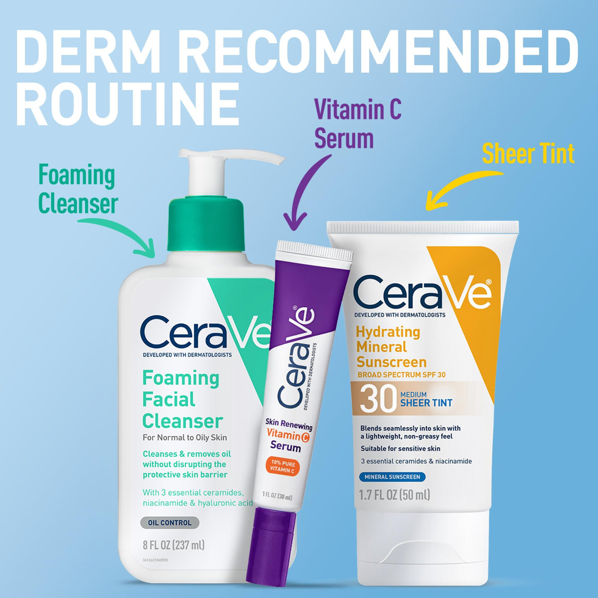 CeraVe ingredient label featuring mineral filters and ceramides