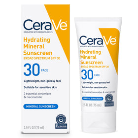 CeraVe front tube of mineral SPF30 showing compact travel-friendly design and protection