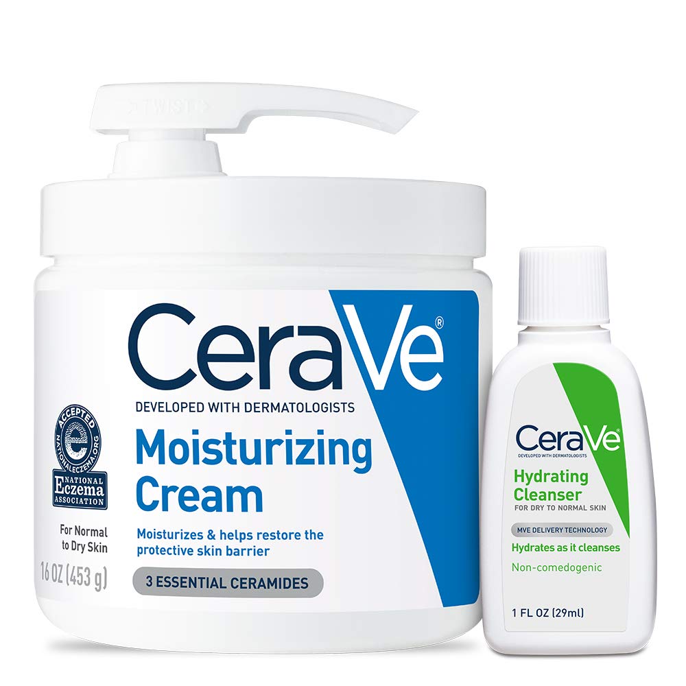 CeraVe moisturizing cream front with pump showing easy dispensing and long-lasting hydration
