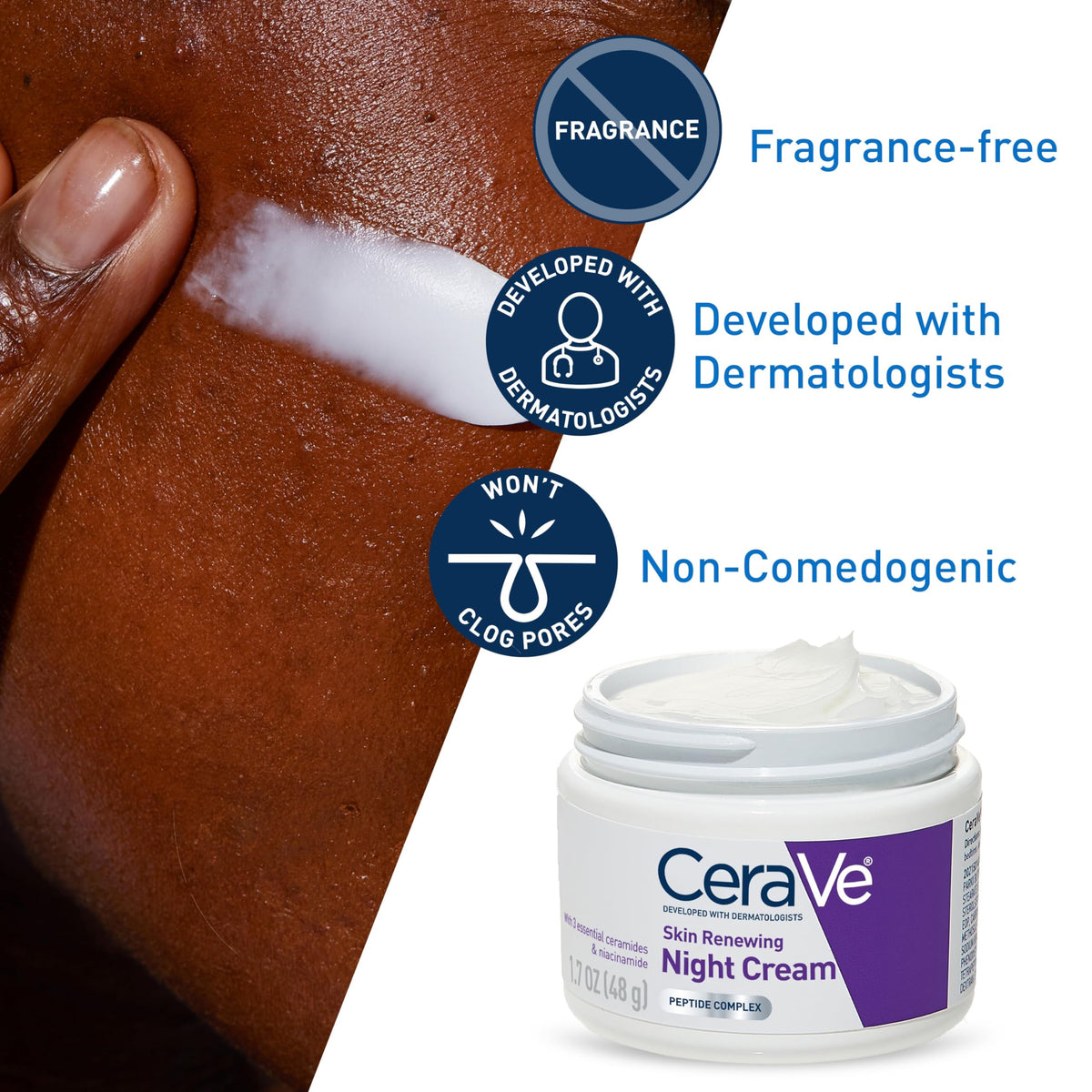 CeraVe night cream texture close-up showing creamy formula and hydration
