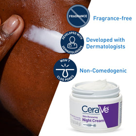CeraVe night cream texture close-up showing creamy formula and hydration