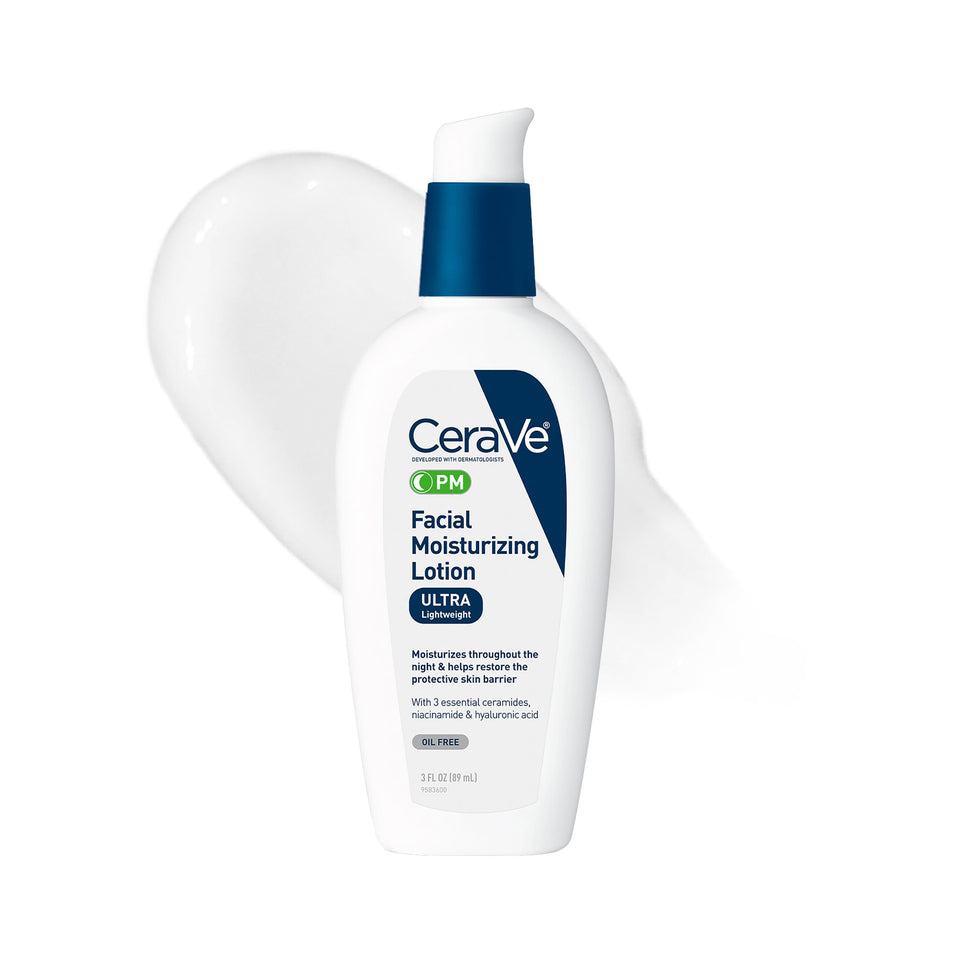 CeraVe PM front packaging showing bottle and label for nighttime hydration