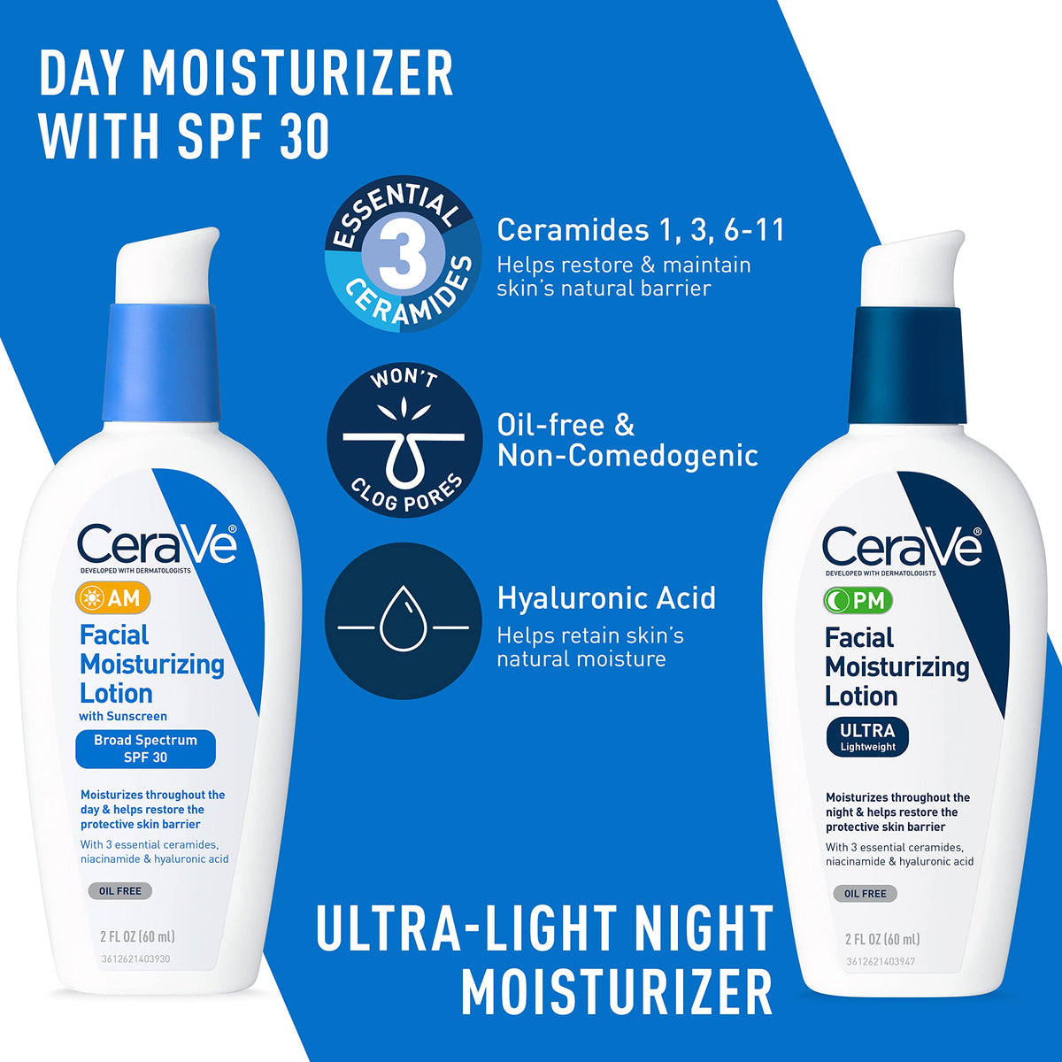 CeraVe PM facial moisturizing lotion in hand showing lightweight hydration