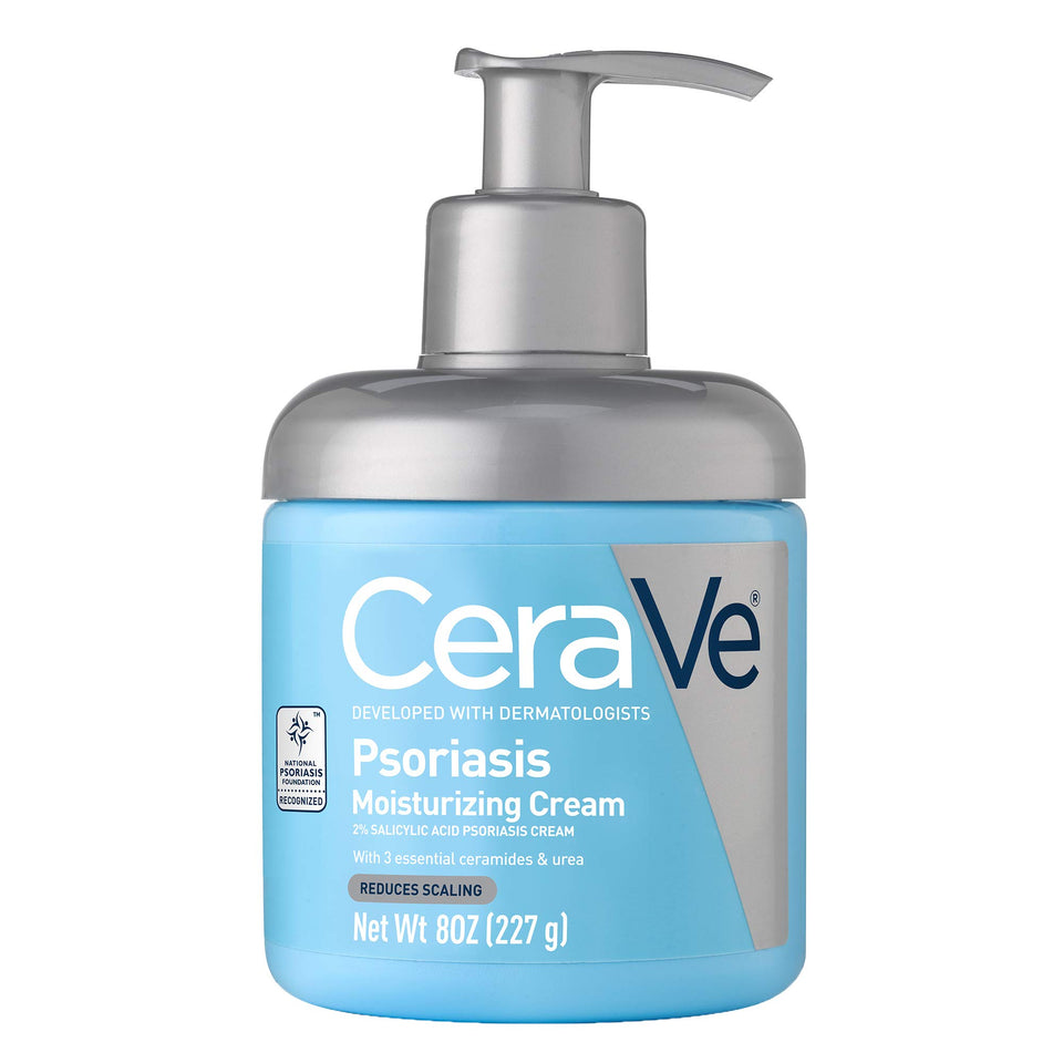 CeraVe front packaging of psoriasis cream showing product benefits