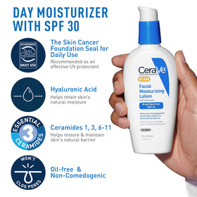 CeraVe SPF30 label detail emphasizing broad-spectrum daily protection