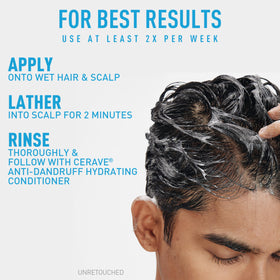 Graphic indicating sulfate-free CeraVe formula for sensitive scalps