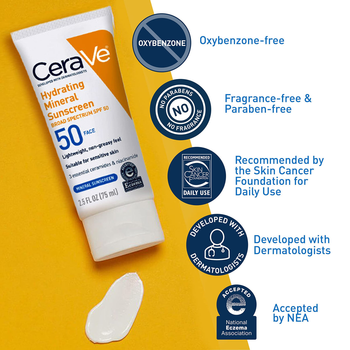 CeraVe sunscreen being massaged into skin demonstrating smooth application