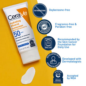 CeraVe sunscreen being massaged into skin demonstrating smooth application