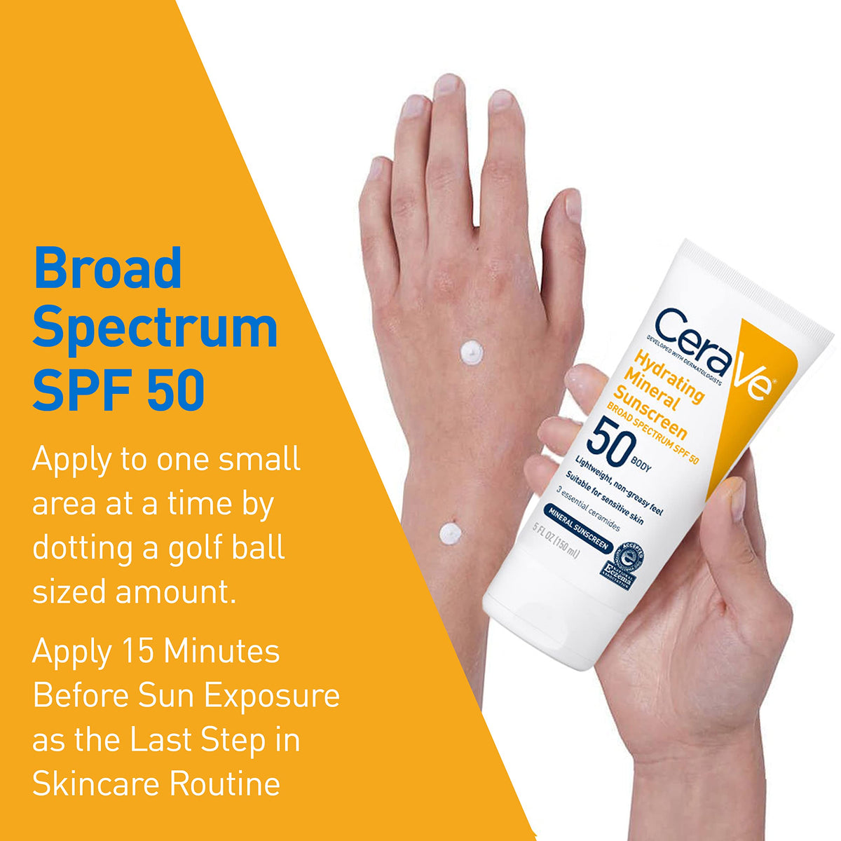 CeraVe tube in a hand for scale to show the 5 oz portable size