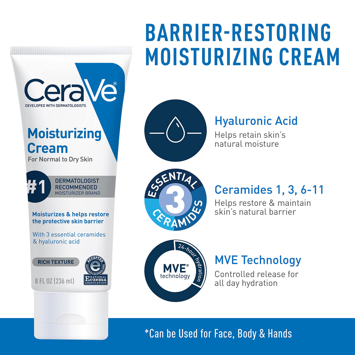 CeraVe cleanser texture on hand demonstrating gentle, non-foaming formula that preserves skin moisture