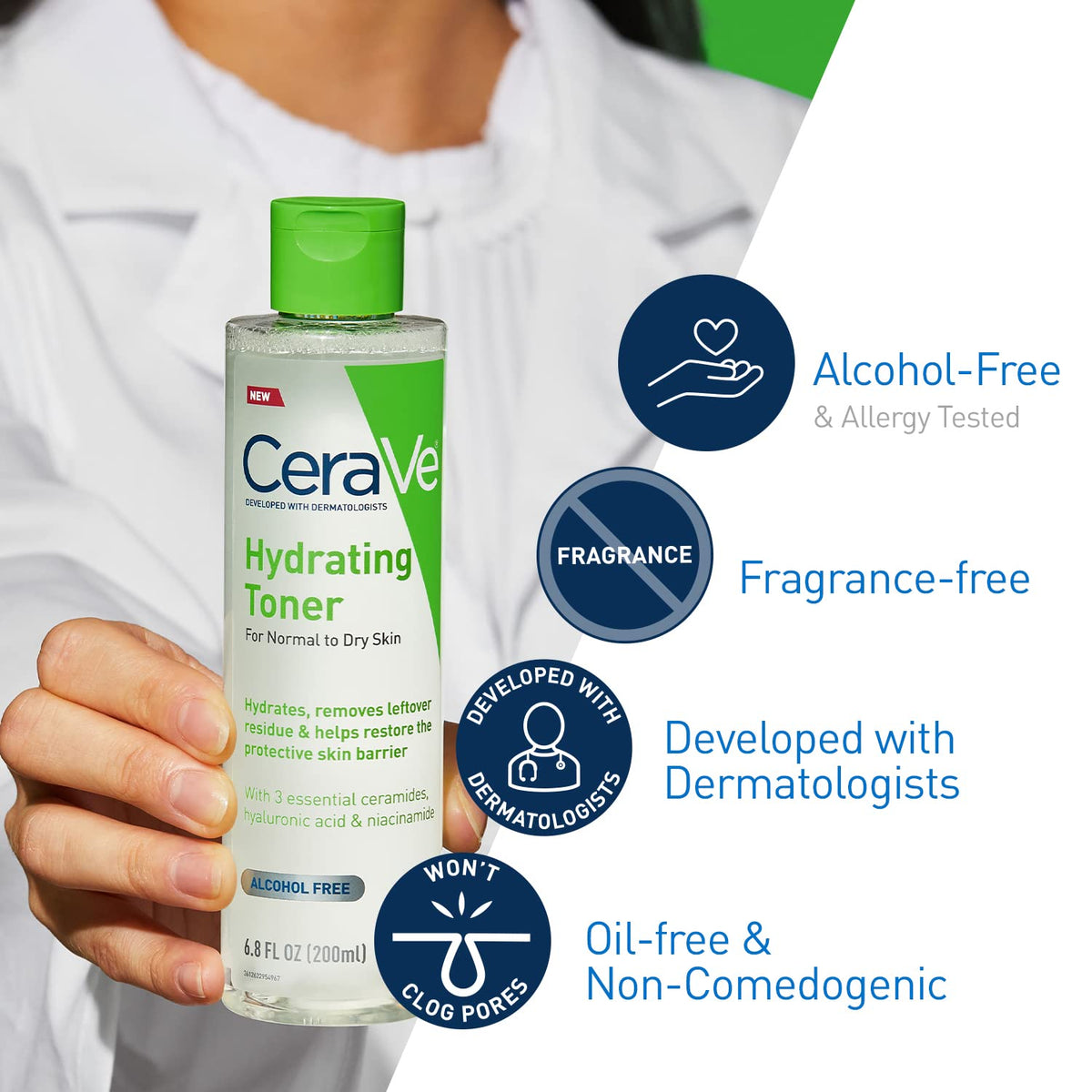 CeraVe bottle beside moisturizer showing size and layering benefit