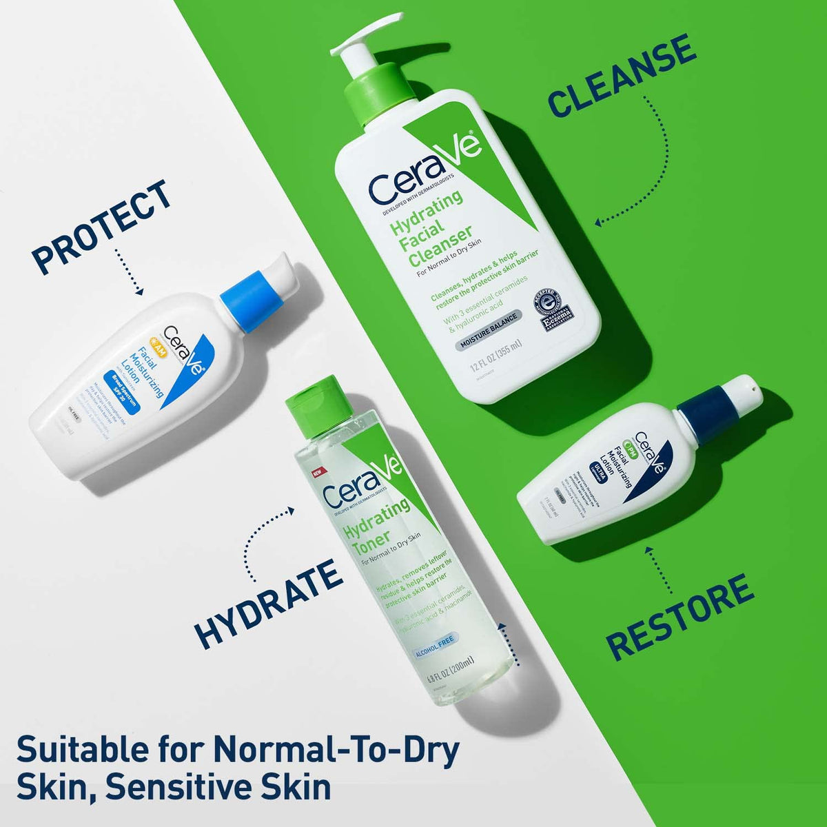 CeraVe toner on bathroom shelf in lifestyle setting promoting routine use