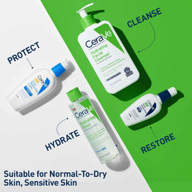 CeraVe toner on bathroom shelf in lifestyle setting promoting routine use