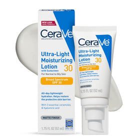 CeraVe front packaging showing SPF 30 and matte finish benefit